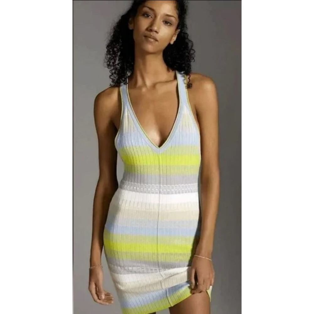 NWT Anthropologie Daily Practice Tuvalu Stripe Rib Knit Racerback Dress
